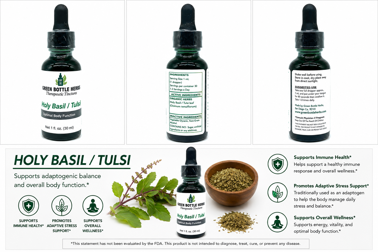 Holy Basil or Tulsi Tincture/Herbal Extract