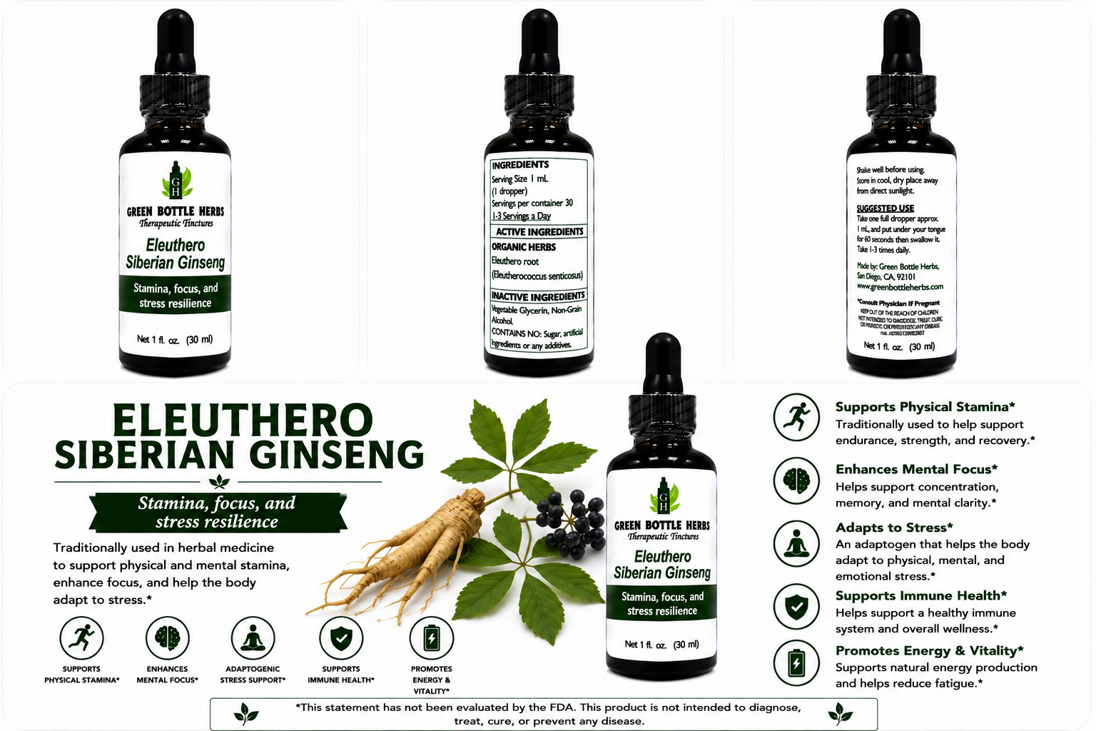 Eleuthero Siberian Ginseng Tincture/Herbal Extract