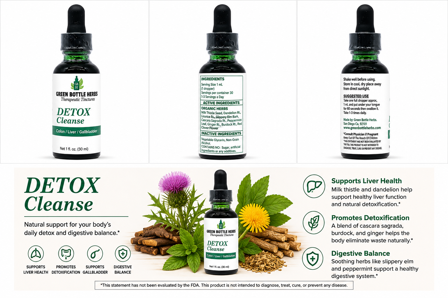 Detox Cleanse Support Tincture/Herbal Extract