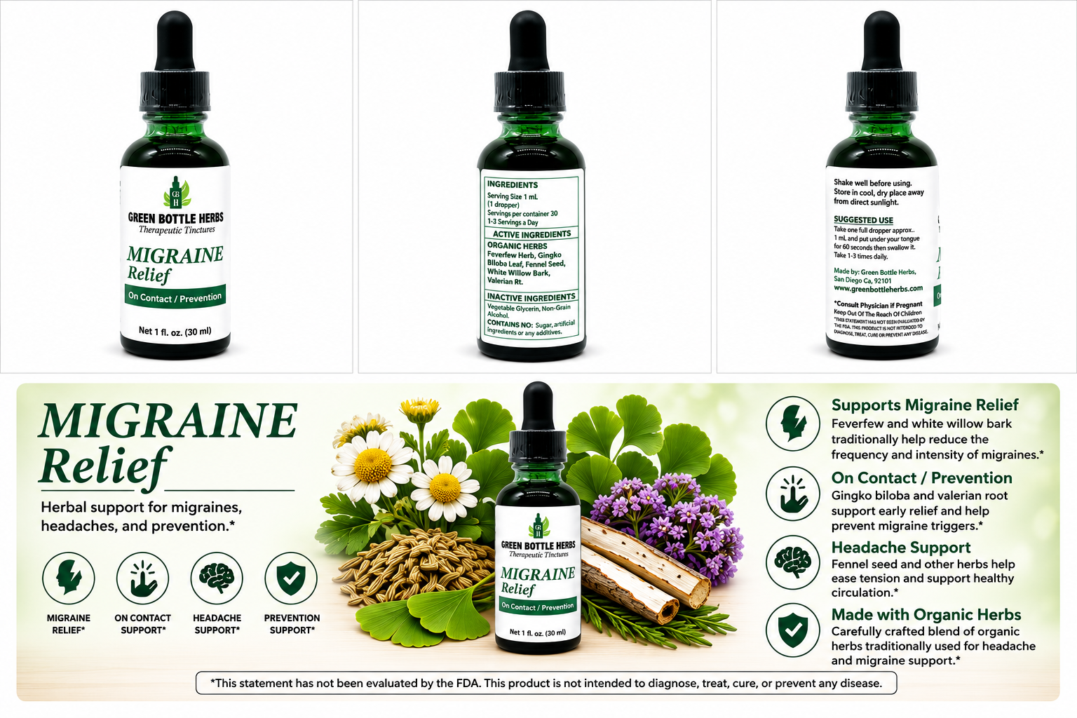 Migraine Support Tincture/Herbal Extract