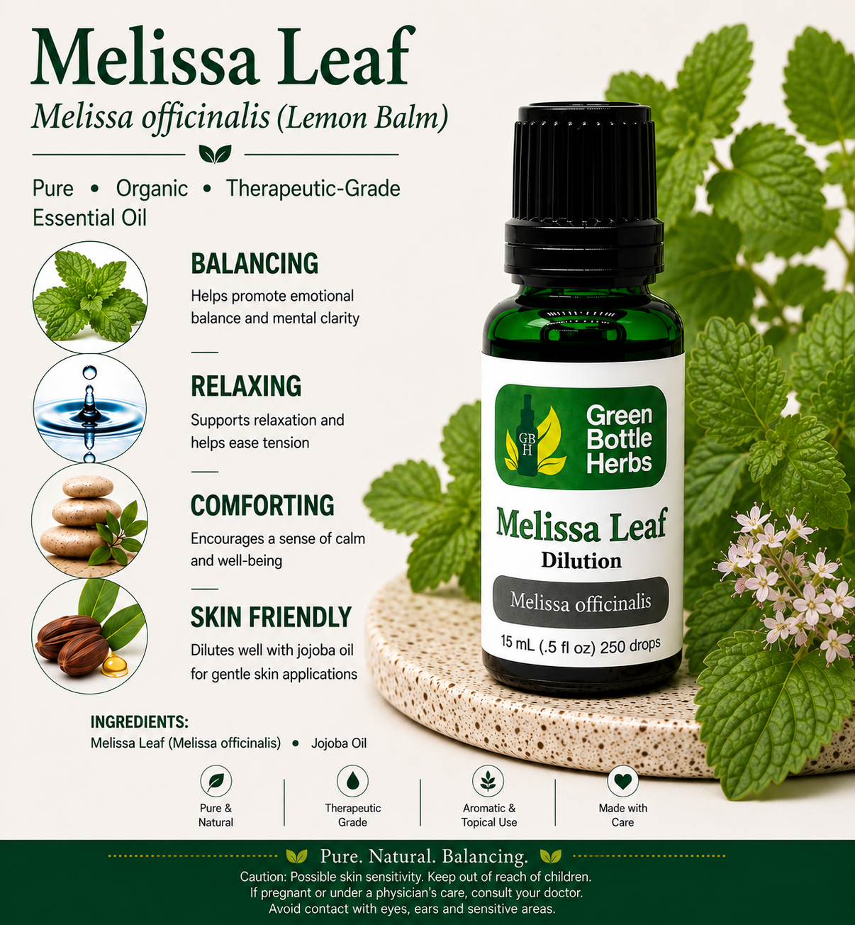 Melissa Leaf (Lemon Balm) Essential Oil Dilution